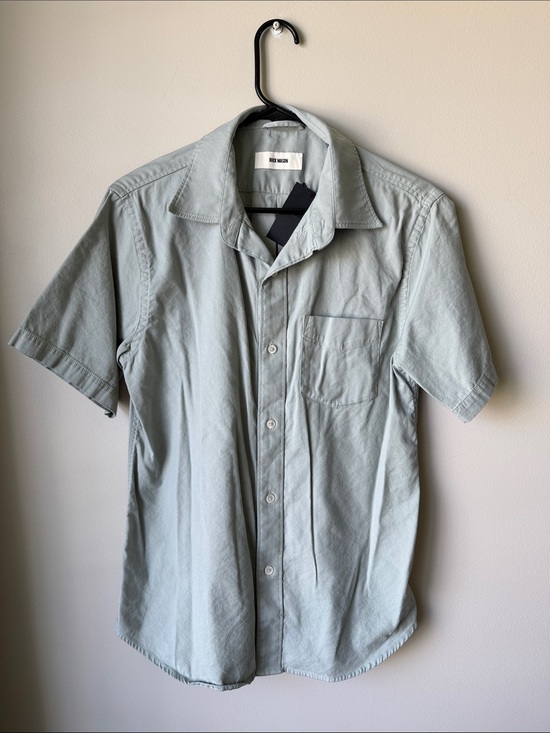Buck Mason Other - Buck Mason Fog Draped Twill Short Sleeve One Pocket button up - Fog Green Men M